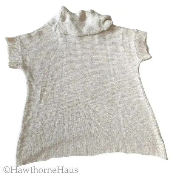 CHEALSEA & THEODORE Oversized Cowl Neck Sweater Top Size S Half Sleeve Ivory - Picture 3 of 5